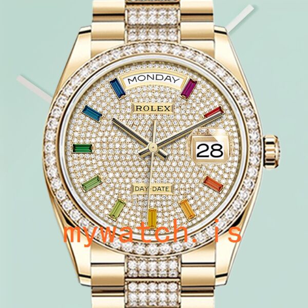 Rolex Day-Date 36mm Mens m128348rbr-0031 Automatic President Bracelet: Genuine vs. Replica
