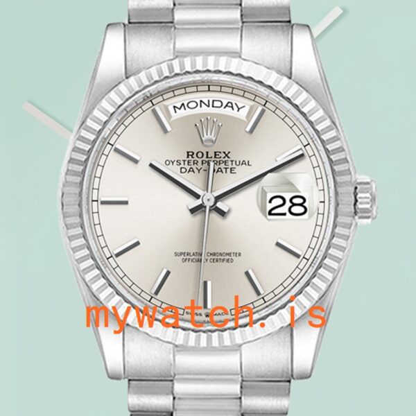 Rolex Day-Date Mens 36mm m128239-0005 Silver-tone President Bracelet: Genuine vs. Replica
